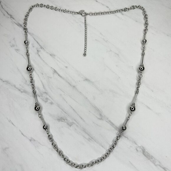 Chico's Silver Tone Beaded Long Chain Link Necklace ✨ - Picture 14 of 14